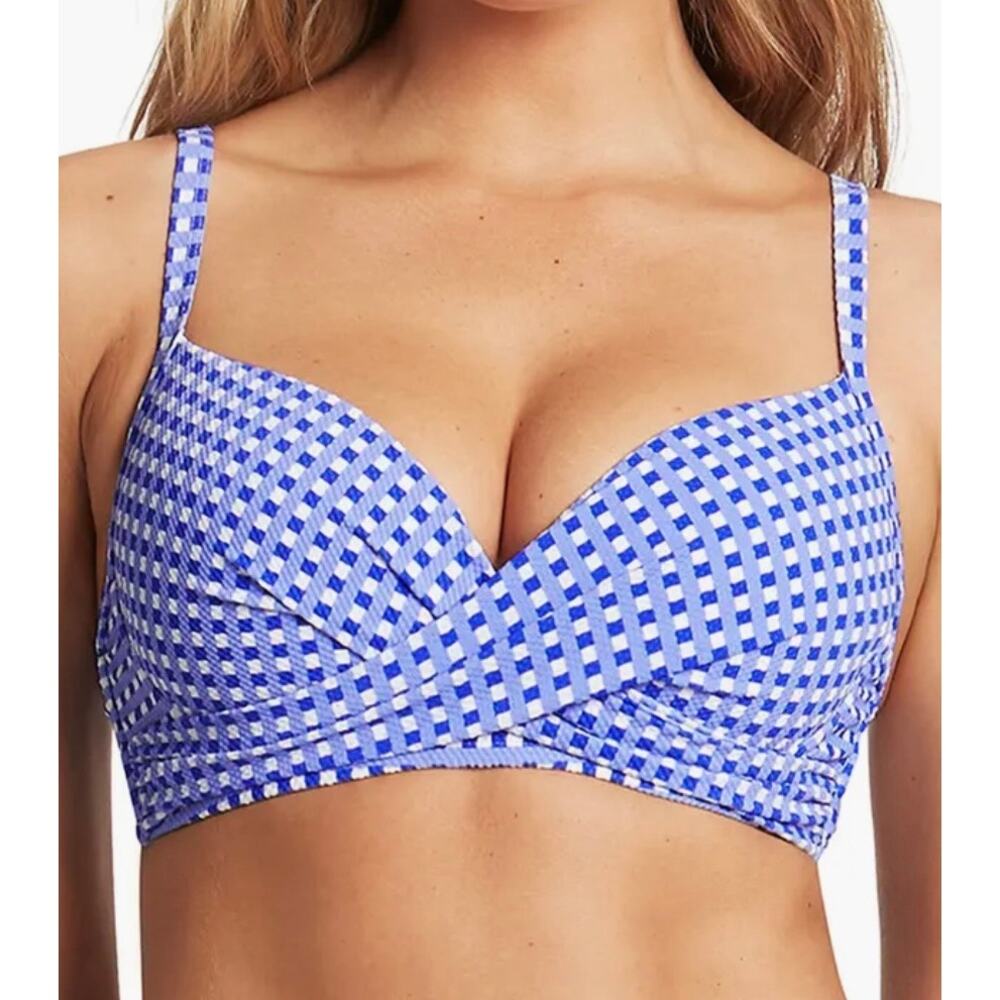 Sea Level Checkmate Cross Front Bra Bikini Top 14 NWT